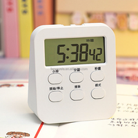 Timer Dapur Elektronik Digital LCD Mini Magnetik dengan Jam Alarm, Timer untuk Pelajar