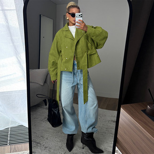 2026 Spring New European American <strong>Womens</strong> Fashion Stand Collar Tie Waist Short <strong>Trench</strong> <strong>Coat</strong> For <strong>Petite</strong> Figures - Product Image 4