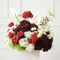 Fleurs d'allée de mariage, bouquet de demoiselle d'honneur, hydrangea artificiel bordeaux, blanc, vert, fleur de sol pour autel, pour événements et fêtes