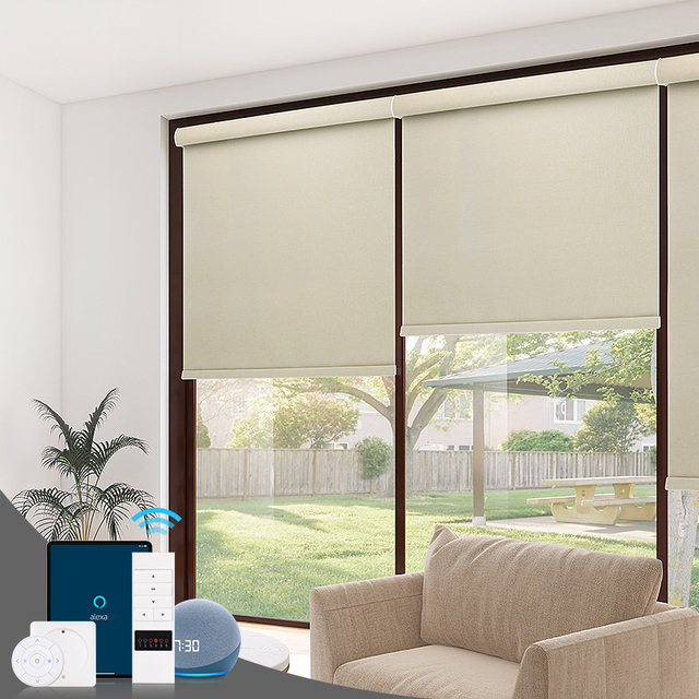 Wifi App Smart Control Motorized Automatic Roller Blinds for Home Blinds for Office Bluetooth Roller