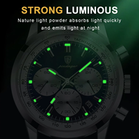 Montre Poedagar de luxe en cuir, étanche, lumineuse, pour homme, chronographe multifonctionnel, date, quartz