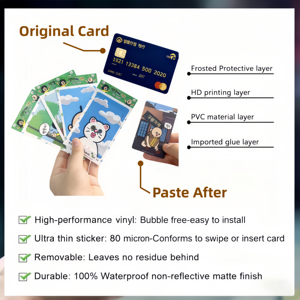 Fundas Personalizadas para Tarjetas de Débito, Antiarañazos, Sin Burbujas, Removibles, Posicionables, Adhesivo de Anime para Tarjetas de Crédito, Cubierta para Tarjetas Bancarias - Product Image 5