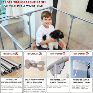 Recinto per cani in acrilico, box per cuccioli da interno in alluminio, recinzione per animali domestici, gabbia per cuccioli, box per cani da interno - Product Image 4
