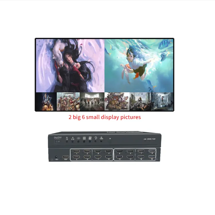 New Design Support OEM Ultra HD 16 Input 1 Output 4K HDMI Multi Viewer 8x1 hdmi multi viewer 8 input1 output