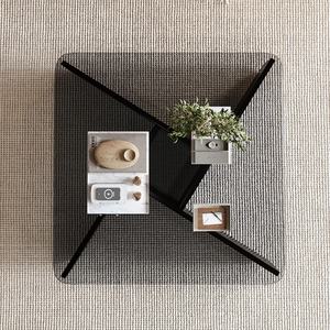 Muebles Modernos para Sala de Estar, Mesa de Centro Pequeña de Madera, Mesa de Té de Vidrio Templado, Diseño Cuadrado - Product Image 6