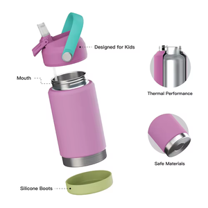 Botol Multi warna desain anak-anak disesuaikan termos vakum dinding ganda dengan tutup sedotan - Product Image 3