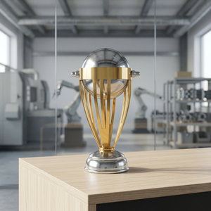 Vitrine moderne pour trophée de cricket en métal avec finition dorée et base noire, trophée de cricket finition dorée, vitrine de présentation en métal pour trophée de cricket B - Product Image 2