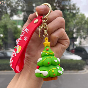 QY Cute Christmas PVC Keychain Santa Claus Christmas <b>Tree</b> Rubber Key Ring Holiday Gift Ornament for Family Friends - Product Image 6