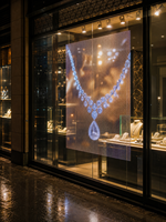 Écran LED transparent pour vitrine à bijoux et présentoir en verre