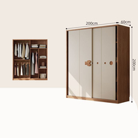 Armoire à portes battantes en mélamine RM-1062, style crème moderne et minimaliste, pour petit appartement, chambre à coucher, rangement domestique