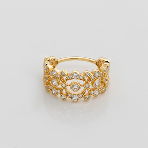 Joyería Mlluki, Nuevo Producto Primavera 2026, Anillo de Zirconia de Alta Calidad con Encaje Hueco Estilo Europeo y Americano, Chapado en Oro sobre Plata S925 - Product Image 2