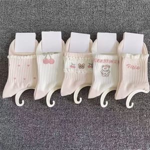 ถุงเท้ายาวครึ่งน่องระบายอากาศได้ดีสำหรับผู้หญิง ลายหมีน่ารัก ผ้าฝ้าย ลายการ์ตูนอนิเมะ สำหรับใส่ฤดูใบไม้ผลิและฤดูร้อน - Product Image 2