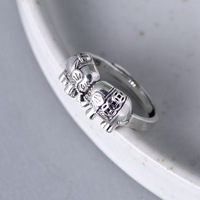 Nouvelle bague en cuivre écologique, style rétro éléphant porte-bonheur, bague ouverte pour femme, style ethnique
