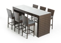 Tabouret haut de loisirs de patio commercial d'hôtel et ensemble extérieur de barre de rotin de meubles de table