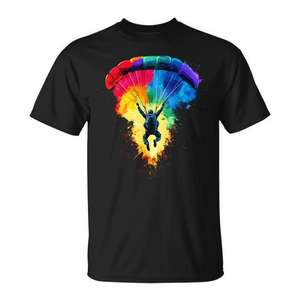 T-shirt de parachutisme coloré avec motif de parachute arc-en-ciel pour les amateurs d'aventure - Product Image 1