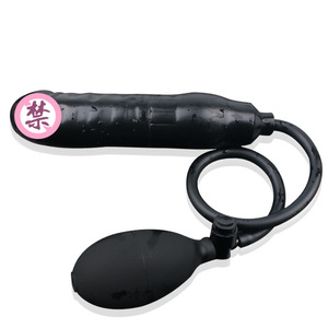 Dildo gonflable noir en TPR pour usage anal, jouet pour adultes, masturbation et flirt. - Product Image 1