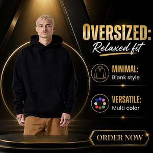 Sweat à capuche oversize à épaules tombantes pour homme, en molleton bouclette uni, avec poche kangourou, style streetwear décontracté - Product Image 6