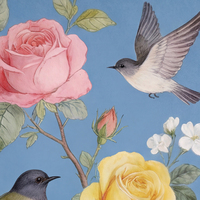 Carnet de notes de luxe à couverture rigide imprimée sur mesure, avec vernis sélectif UV, reliure cousue, en carton artistique, motif floral et oiseaux esthétique