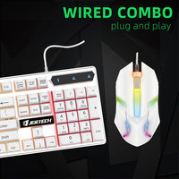 KM170 Jertech Ambidextrous sessiz RGB LED oyun klavyesi fare seti kazan-kilit dökülme dayanıklı USB Internet tuşları Tablet kullanıcıları