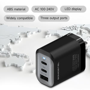 <span class=keywords><strong>Chargeur</strong></span> rapide triple port LED 3A avec protection, OEM ODM 65W GAN SIC, dernière puce intelligente, moins de chaleur, portable, PD QC, pour iPhone - Product Image 6