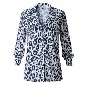 Camisa Feminina de Manga Longa com Estampa de Leopardo, Blusa de Verão com Decote em V, Tamanhos Grandes para Festas - Product Image 6
