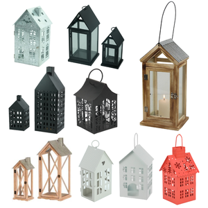 Lanterne de maison en métal noir style nordique/scandinave, décor en poudre métallisée, porte-bougie personnalisé, maisons de village en métal noir - Product Image 3