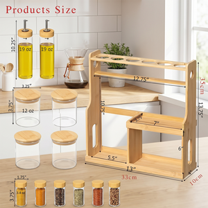 OEM/ODM Portaspezie a 3 Ripiani in Bambù Naturale, Organizzatore <span class=keywords><strong>per</strong></span> Barattoli di Spezie, Scaffale Porta Condimenti <span class=keywords><strong>per</strong></span> <span class=keywords><strong>Casa</strong></span> con 12 Barattoli in Vetro - Product Image 3