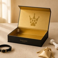 Boîte cadeau noire à motif patte d'or, impression personnalisée, pliable, style livre, fermeture magnétique rigide, vente en gros, directement de l'usine, emballage plat