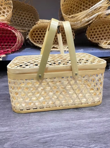 Cesta de Picnic de Mimbre Natural de Buena Calidad, Cesta Grande Hecha a Mano para Acampar y Uso al Aire Libre - Product Image 2