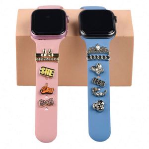 Yeni Gelen Metal IWatch Süsü, Silikon Saat Kayışı için Nefes Alabilen Aksesuar, Alaşımdan Yapılmış Mükemmel Doğum Günü Hediyesi - Product Image 4