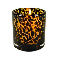Porte-bougie en verre parfumé, motif écaille de tortue et guépard, style vintage ferme, centre de table pour fêtes, mariages, et occasions spéciales