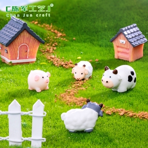 Série Micro-Paysages Ferme de Mousse : Accessoires décoratifs DIY pour petits moutons et petits cochons, mini ornements de bureau - Product Image 4