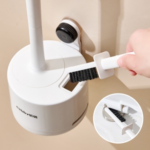 Brosse de nettoyage à ventouse sans angle mort, brosse de toilette en plastique à long manche sans perçage pour la maison et la salle de bain - Product Image 1