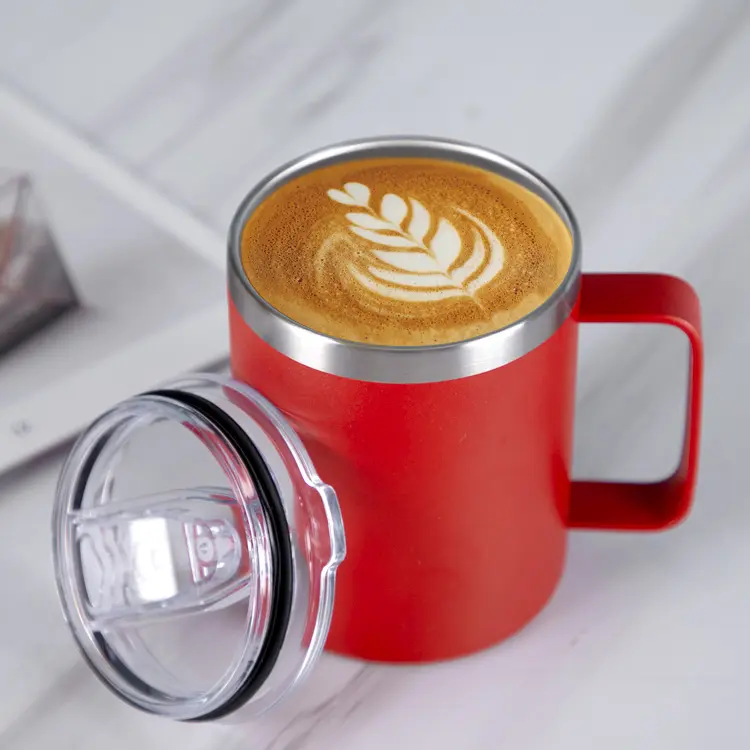 12oz Customized color Stainless Steel Insulated Coffee Mug drinking cup with Handle Double Wall Vacuum Reusable glass Cup