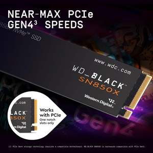 Wd _ black SN850X NVMe Gen4 PCIe M.<span class=keywords><strong>2</strong></span> 2280 2TB gioco interno SSD con un massimo di 7,300 MB/s porta di espansione SATA per il portatile involucro di plastica - Product Image 2