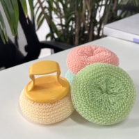 Récureur en nylon d'épurateur de boule de nettoyage de cuisine de grillage en plastique bon marché