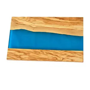 कस्टम जलपाई की लकड़ी लक्जरी पनीर बोर्ड/Charcuterie बोर्ड/काटने बोर्ड/रसोई सजावट के साथ रंगीन राल कला, epoxy नदी