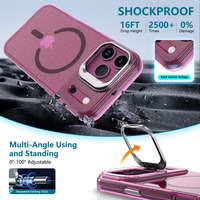 Étui de téléphone REDIAN magnétique sans fil scintillant avec support d'appareil photo et cordon, protection intégrale 360° en TPU+PC
