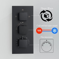 Robinet de douche thermostatique cascade avec douchette, système mural noir, certifié CE, personnalisable en usine