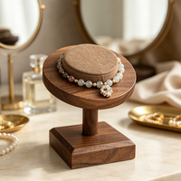 Support de présentation de bijoux en bois, socle rond avec coussin en velours pour collier, bracelet, bague, comptoir de boutique, présentation de cadeaux