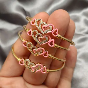 4Pcs Dubai Baby Cute Bangles For Children's Ethiopian Jewelry Gold Color Bangles Bracelets Girls Birthday Jewelry Gifts