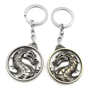 Fashion Vintage Charm Game Mortal Kombat Keychain Dragon Totem Alloy Key Ring Holder Gift for Men Car Key Accessories