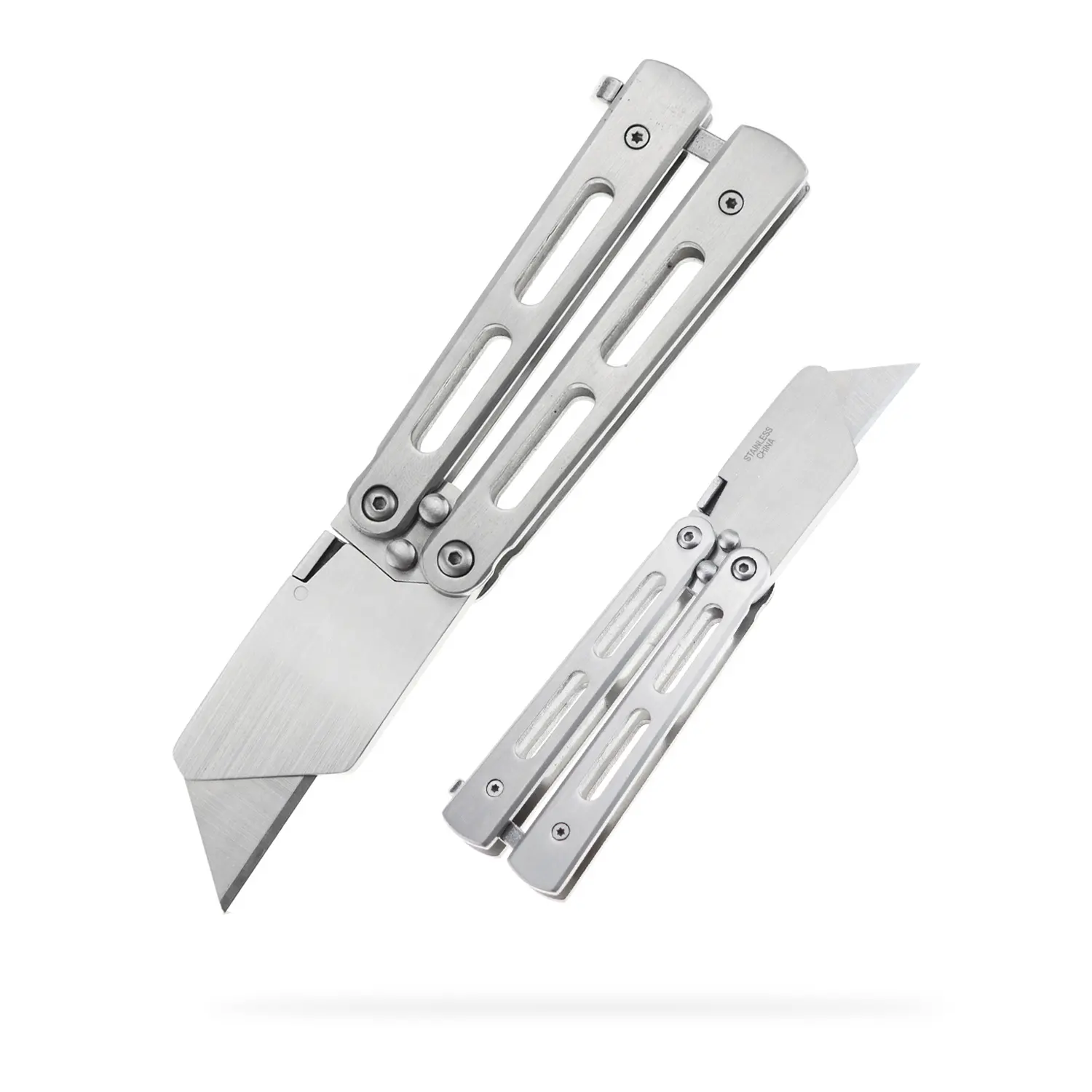 Stainless Steel Folding Utility Knife Carpet Knife with Replaceable SK5 Blade Box Paper Carton Cutter