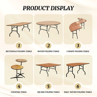 Table de banquet demi-lune en bois pliable en forme de S, style européen, pour événements et fêtes (vente en gros)