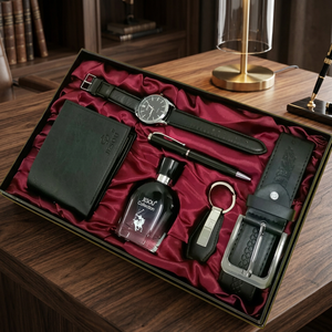 JESOU Set de Regalo de Lujo Hecho a Mano para Hombre: Reloj de Cuero, Cartera, Bolígrafo, Cinturón, Llavero y Colección de Perfumes - Promocional para Oficina y Día del Padre - Product Image 3