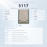 Prosesor Server 5117 14 Core 2.0GHz LGA3647 19.25MB 105W Penyimpanan Enterprise Database Komputasi Cadangan