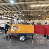 Tour d'éclairage portable hydraulique de 9 m, Euro5, moteur diesel Kubota, 4x400W LED pour l'éclairage extérieur des routes et des ponts