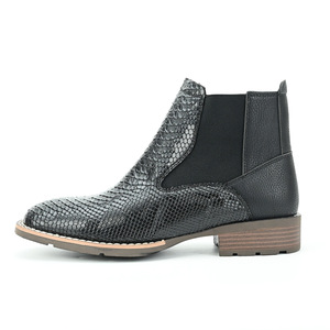 Bottines <span class=keywords><strong>Chelsea</strong></span> en <span class=keywords><strong>cuir</strong></span> noir à motif d'autruche pour hommes, bottes décontractées avec panneaux latéraux élastiques - Product Image 2