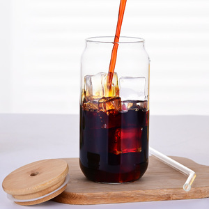 2024 nueva llegada americano 16oz esmerilado <span class=keywords><strong>cerveza</strong></span> transparente en forma de lata de Soda tapa de bambú paja sublimación café e - Product Image 3