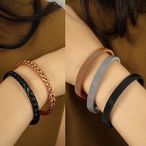 Woven <b>Titanium</b> Steel Bracelet Unisex Round Fashion Jewelry Wholesale Size Sz119 Sz120 - Product Image 4